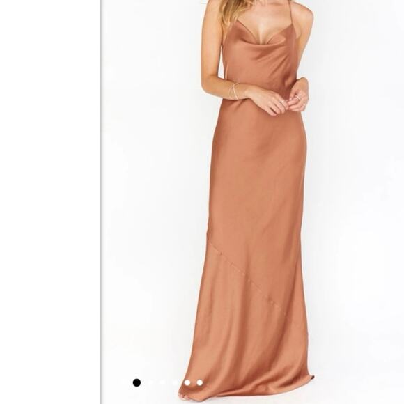 Show Me Your Mumu Tuscany Maxi Slip Dress  in Copper Luxe Satin, size S - Picture 11 of 12